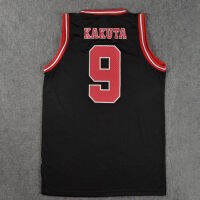 SLAM Cosplay Costumes Shohoku Number 9 Satoru Kakuta Basketball Jersey Retro RED BLACK WHITE Men Sports Wear M - XXL