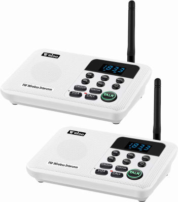 Wuloo Intercoms Wireless for Home 1 Mile Range 22 Channel 100 Digital Code Display Screen, Wireless Intercom System for Home House Business Office, Room to Room Intercom Communication(2Station, White) 2 Stations-White