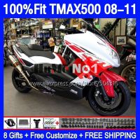 T-MAX500 OEM สำหรับยามาฮ่า MAX500สูงสุด500 TMAX500 08 09 10 11 170MC.27 MAX-500 TMAX XP500 2008 2009 2010 2011แฟริ่งสีขาวแดง