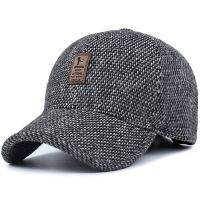 Men39ใหม่หมวกถักที่ปิดหูเพิ่มความอบอุ่นหมวกเบสบอลพร้อมหมวกอบอุ่นฤดูหนาวของผู้ชาย Men39หมวกพ่อหนาหมวก Snapback กระดูกสีดำสำหรับพ่อ