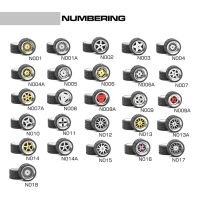 Carlomo 1/64 Wheels for Model Car N-Class Detail-up Sets With Rubber Tires Assembly Rims Tomica Hot Wheels 4pcs Set