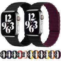 Silicone strap For Apple watch Ultra 49mm 8 7 45mm 41mm Strong magnetic wrist watch band For iwatch 6 5 4 3 2 SE 44mm 42mm 40mm