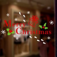 Merry Christmas Window Wall Sticker New Year Creative Decals Blessing Christmas Tree Household Decoration Waterproof Sticker