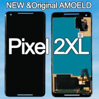 100% Amoled ของแท้สำหรับจอแสดงผล LCD แบบสัมผัสหน้าจอ Google Pixel 2 XL สำหรับ Google Pixel 2XL Digitizer อะไหล่ทดแทนประกอบ