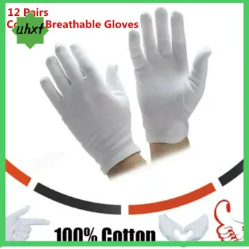 Eczema Honey Premium 100 % Cotton Gloves - Washable & Reusable Overnight Dry Hands Treatment - White Cotton Gloves for Eczema (24 Pairs)