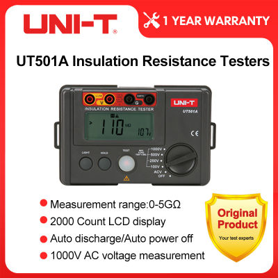 UT501A UNI-T 1000V ฉนวนกันสายดินต้านทานเครื่องวัดความต้านทานไฟฟ้ามิเตอร์ออโต้เร้นจ์โวลมิเตอร์ Megohmmeter