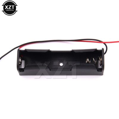 Plastic 1 x 18650 Battery 3.7V Plastic Clip Storage Holder Box Battery Container Case Black With Wire Lead