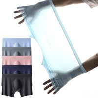 3Pcs/Lot Summer Men Boxers Briefs Ice Silk Seamless Underwear Sexy Lingerie Underpants Shorts Ultra-thin Breathable Panties