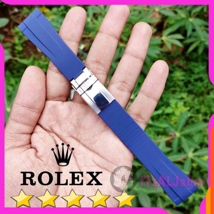 Tali Jam Tangan Rolex Rubber Strap Mm Full Set Biru Gelap Lazada