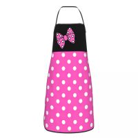 Pink Polkadots Minnie Pattern Apron for Women Men Unisex Bib Cartoon Mouse Cooking Kitchen Tablier Cuisine Chef Baking Aprons