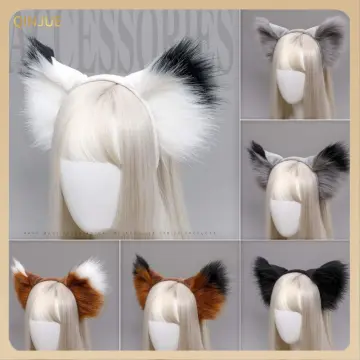 Plush Wolf Cat Ears Headband Fluffy Animal Fox Hair Hoop Kawaii Realistic  Sweet!
