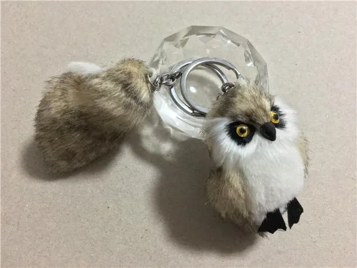 New Cute Girls Mini Plush Fur Owl Key Chain On Bag Female Fluffy Nighthawk  Keychain For Woman Car Trinket Wedding Party Toy Gift