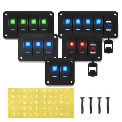2 3 4 5 6 8 Gang Waterproof Marine Switch Panel 12V With 4.2A Dual USB Charger Socket LED Digital Voltmeter For Truck RV Boat