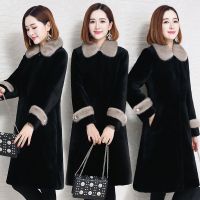 ใหม่ Faux Fur Mother S Mink Collar Plus ผ้าฝ้ายหนา Slim ความยาวปานกลาง Sheep Shearing Coat