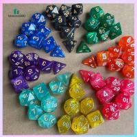 GLASSES580 7Pcs/set อะคริลิค สำหรับ TRPG DND 7-Die ลูกเต๋าหลายด้าน เกมตาราง ลูกเต๋าเกม ลูกเต๋า DND