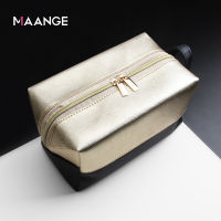 The Manufacturer Sells MAANGEMAANG New Product Litchi Pattern Black Gold Cosmetics Brush Bag and Cosmetics Collection Bag.