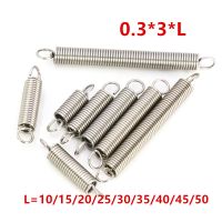 【LZ】 10pcs Dual Hook Small Tension Spring 304 Stainless steel Extension spring wire dia 0.3mm Outer dia 3mm Length 10-50mm