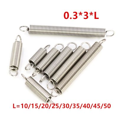10pcs Dual Hook Small Tension Spring 304 Stainless steel Extension spring wire dia 0.3mm Outer dia 3mm Length 10-50mm