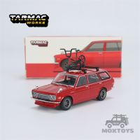 Tarmac Works 1:64 Datsun Bluebird 510 Wagon Red Bicycle with roof rack included Model Car