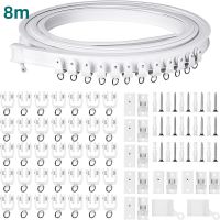 8เมตรหนีบด้านบน Cortina Pole Kit Flexível Cortável Bendable Cortina Trilha Trilho Curvo Em Linha Reta Windows Track Acessórios