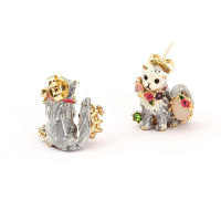European and American New Fashion Personality Pet Series Hand-painted Enamel Glaze Small Flower Cat Stud Earring Earrings Female