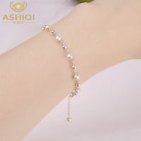 ASHIQI Natural Freshwater pearl celet 925 sterling silver bead jewelery for women