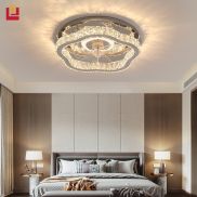 YONUO Light luxury crystal fan lamp, bedroom ceiling lamp with fan