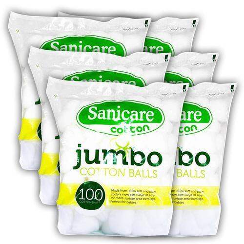SaniCare Jumbo Cotton Balls 6 Pack (100's per pack) Lazada PH