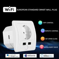 10A Smart Wifi Wall Plug Tuya Eu Socket 2 Usb Charging Port Independent Control Timer Switch Programmable With Alexa Google Home Ratchets Sockets