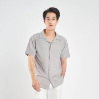 เสื้อแขนสั้น Open Collar สี Silver Gray