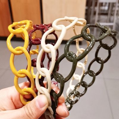 【CW】 New Fashion Colored paint chain wide side headband girls hair Accessories Headdress