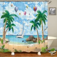 Beach Scenery Sea Landscape Shower Curtain 3D Printing Home Decor Bath Curtain Waterproof Polyester Bathroom Accessories Cortina