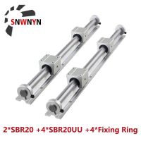 Rail Linear 1500mm 1000 800 300 Block Bearing SBR20UU +4pcs  Ring Fixing Limit Supported+4pcs Fully Rail Guide Linear SBR20 2pcs