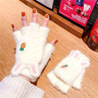 Thicken Gloves For Winter Womens Winter Mittens Half Finger Flip Gloves Winter Gloves For Women Knitted Gloves For Girls