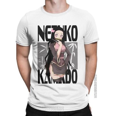 Demon Slayer Nezuko Kamado T-Shirts Men Funny Cotton Tee Shirt Crew Neck Classic Short Sleeve T Shirts Plus Size Clothes