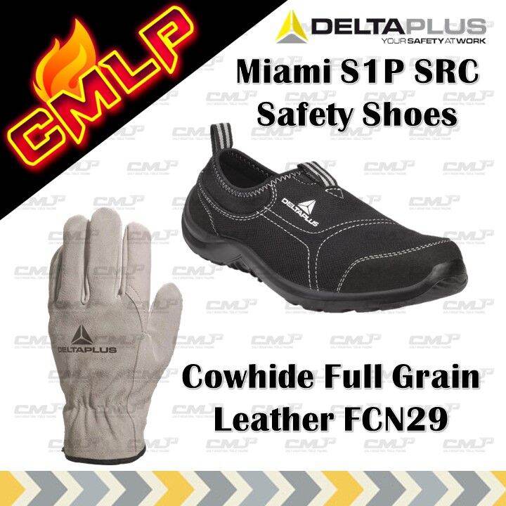 Delta Plus MIAMI S1P SRC Safety Shoes with Delta Plus Safety Gloves