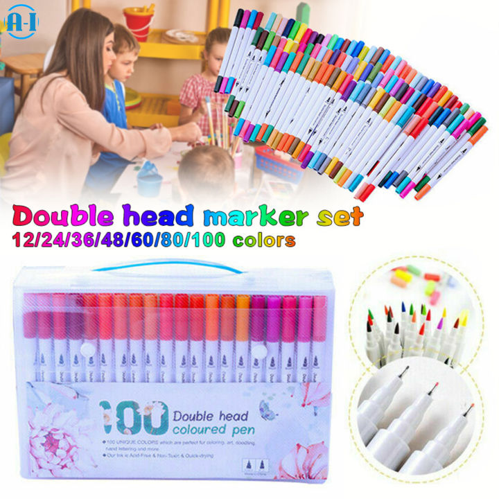  ai-natebok Dual Tip Pens,48 Colors Art Markers Set