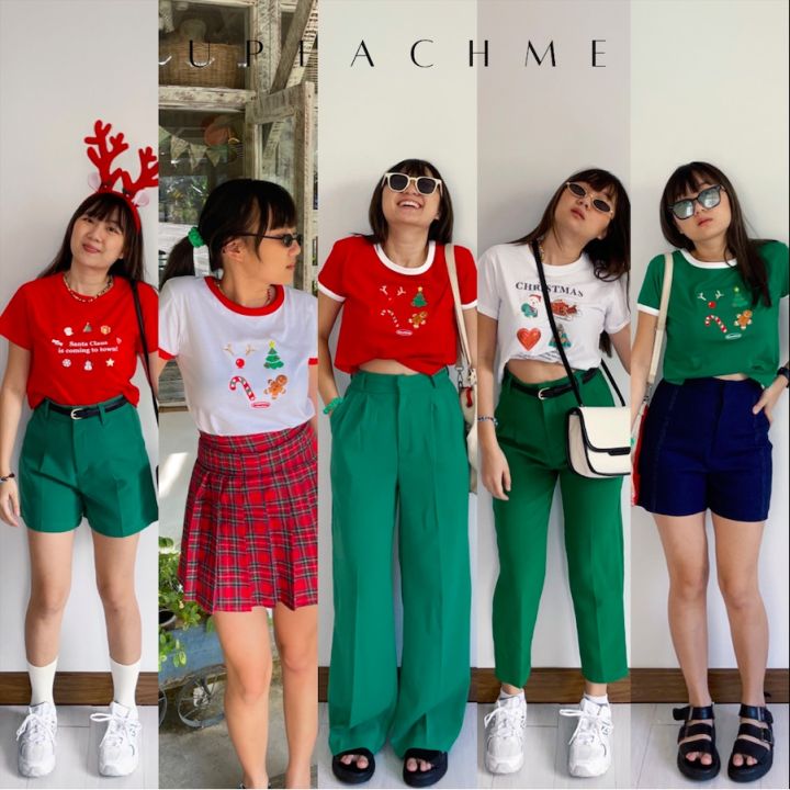 christmas-tee-i-เสื้อยืดคริสต์มาส-เสื้อยืดเทศกาลคริสต์มาส-ยืดคอกลมปักลายซานต้า