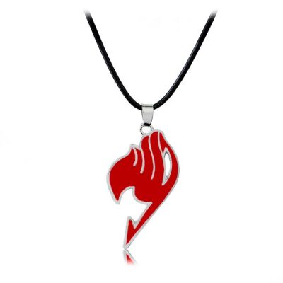 JDY6H New fashion Fairy Tail necklace guild logo tattoo pendant Anime jewelry leather rope for men women