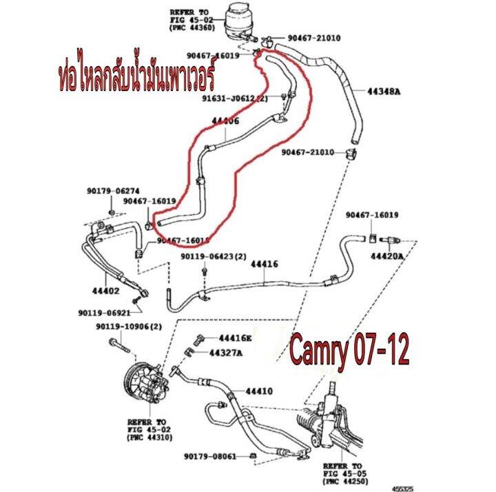 ส่งฟรี-แป๊ปไหลกลับเพาเวอร์-toyota-camry-acv40-ปี-2007-2012-44406-06200-แท้เบิกศูนย์
