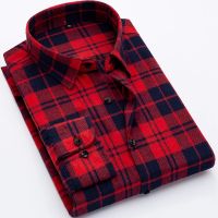 Mens Shirt Fashion Men Long Sleeved Plaid Man Shirt Male Slim Fit Soft Comfortable Brand Clothing