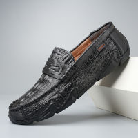 Spring Summer Mens Driving Moccasins High Quality Fashion Mens Crocodile Grain PU Leather Casual comfortable Lightweight wear-resistance Loafers Shoes Man Flats