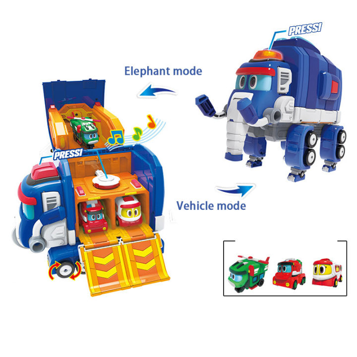 การเปลี่ยนแปลงใหม่ของเล่น-gogo-dino-เปลี่ยนช้างกู้ภัยฐานด้วยเสียงการเปลี่ยนแปลงช้างกู้ภัยรถเด็กเด็กของเล่น