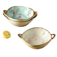 Japanese Style Double Ear Soup Bowl Large Ramen Bowl High-end Ceramic Soup Bowl Noodle Bowl with Home Feelings