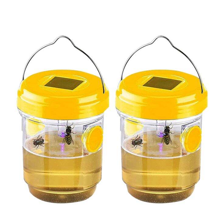 2 Pack Solar Wasp Trap Outdoor Hanging,Wasp Cather Hanging with Light ...