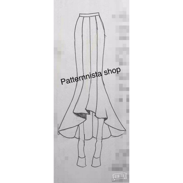 แพทเทิร์นสำเร็จกระโปรง8ชิ้นหางปลาพร้อมวางตัด