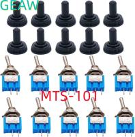 10PCS MTS-101 2-Pin SPST Toggle Switches ON-OFF 6A 125V Toggle Switch Mini Miniature Toggle Switches with 10pcs Waterproof Cap Electrical Circuitry  P