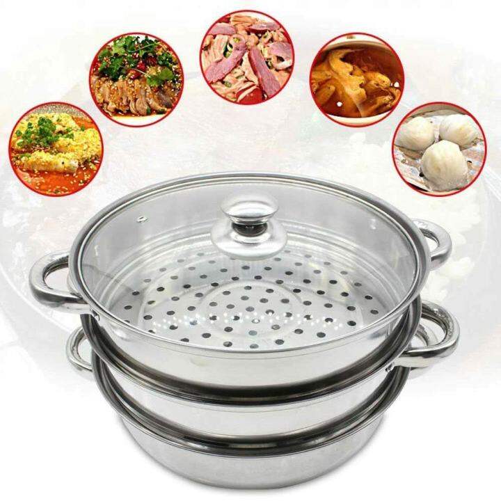 Stainless Steel Three Layer Thick Steamer Pot Soup Steam Pot Universal
