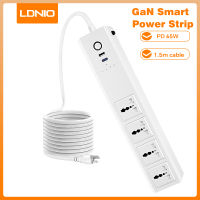 LDNIO Tuya สมาร์ท WIFI ปลั๊กไฟสายไฟต่อสายไฟ USB GaN ปลั๊กไฟ4 AC ซ็อกเก็ต1 USB-A 1พอร์ต Type-C การกำหนดเวลาด้วยเสียง