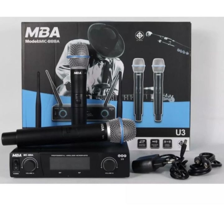 mba-ไมค์ลอยคู่-uhf-wireless-miccrophone-ไมค์โครโฟนไร้สาย-mba-รุ่น-mic-888a-u3